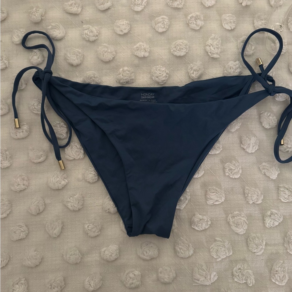 Monday Swimwear Navy Blue Tie-Side Bikini Bottoms